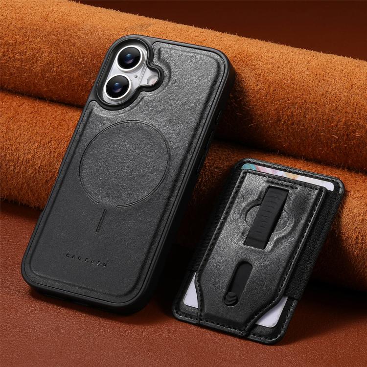 For iPhone 16 Plus CaseNeo Retro Wristband Elastic Card Bag Magnetic Back Phone Case