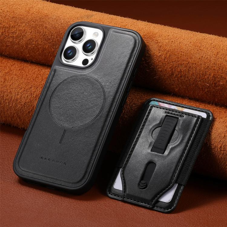 For iPhone 16 Pro Max CaseNeo Retro Wristband Elastic Card Bag Magnetic Back Phone Case
