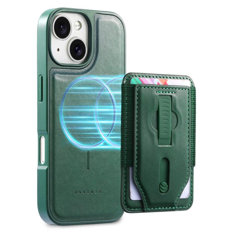 For iPhone 15 CaseNeo Retro Wristband Elastic Card Bag Magnetic Back Phone Case