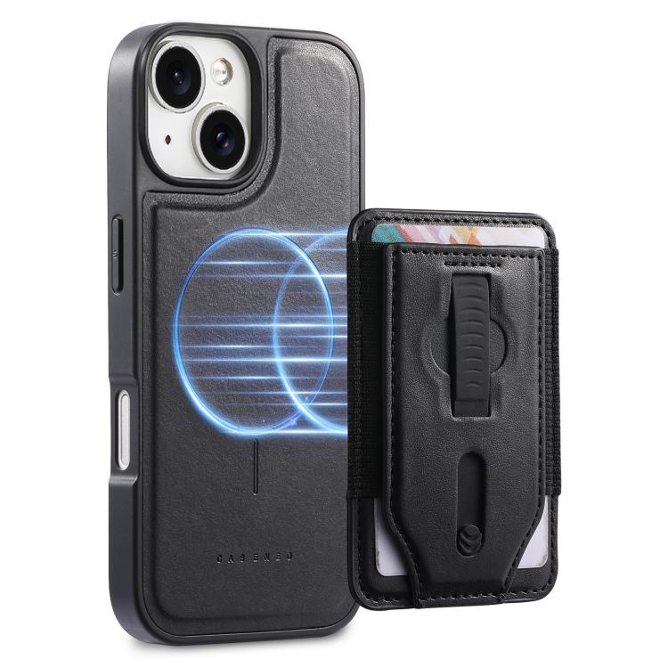 For iPhone 15 Plus CaseNeo Retro Wristband Elastic Card Bag Magnetic Back Phone Case