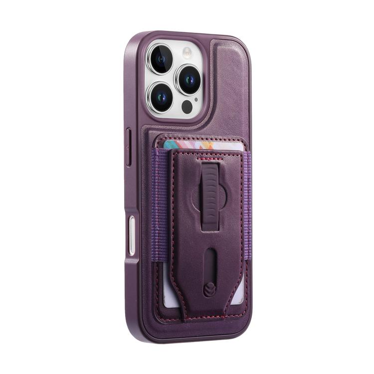 For iPhone 15 Pro CaseNeo Retro Wristband Elastic Card Bag Magnetic Back Phone Case