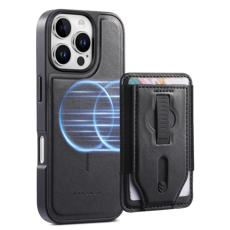 For iPhone 15 Pro CaseNeo Retro Wristband Elastic Card Bag Magnetic Back Phone Case