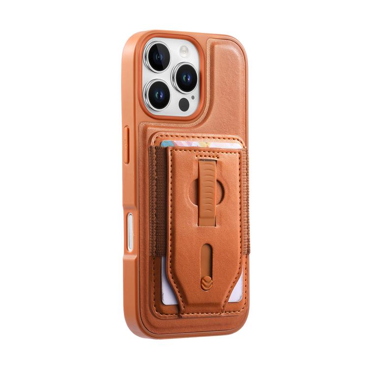 For iPhone 15 Pro Max CaseNeo Retro Wristband Elastic Card Bag Magnetic Back Phone Case