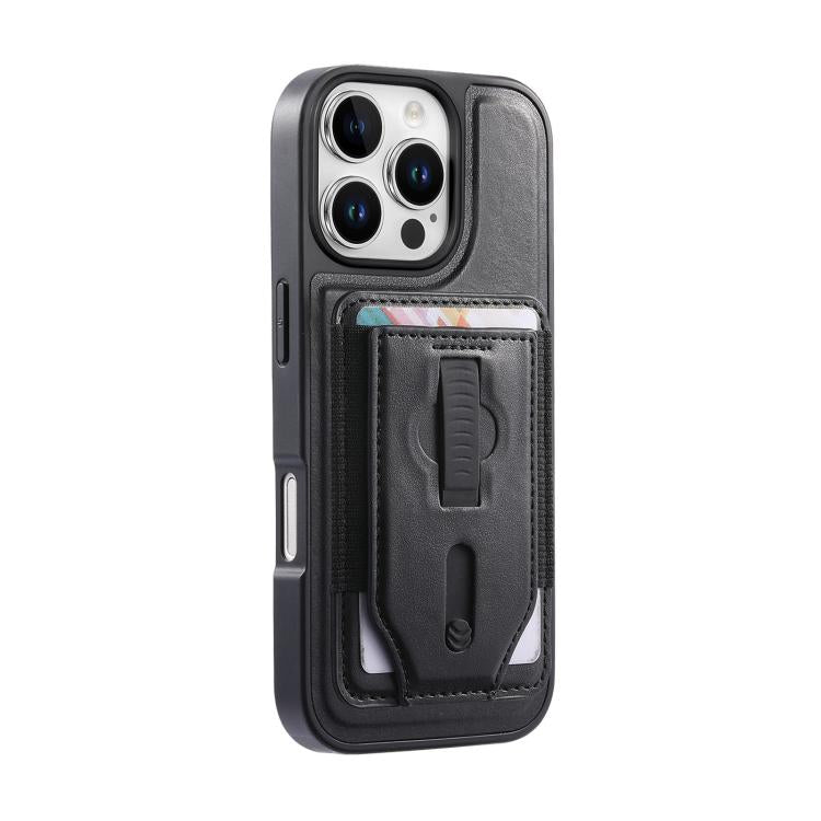 For iPhone 15 Pro Max CaseNeo Retro Wristband Elastic Card Bag Magnetic Back Phone Case