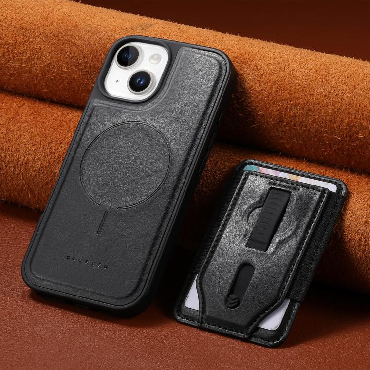 For iPhone 13 CaseNeo Retro Wristband Elastic Card Bag Magnetic Back Phone Case