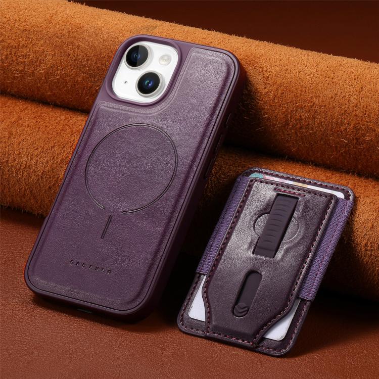 For iPhone 14 CaseNeo Retro Wristband Elastic Card Bag Magnetic Back Phone Case