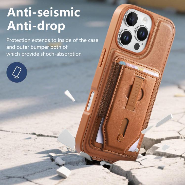 For iPhone 13 Pro Max CaseNeo Retro Wristband Elastic Card Bag Magnetic Back Phone Case