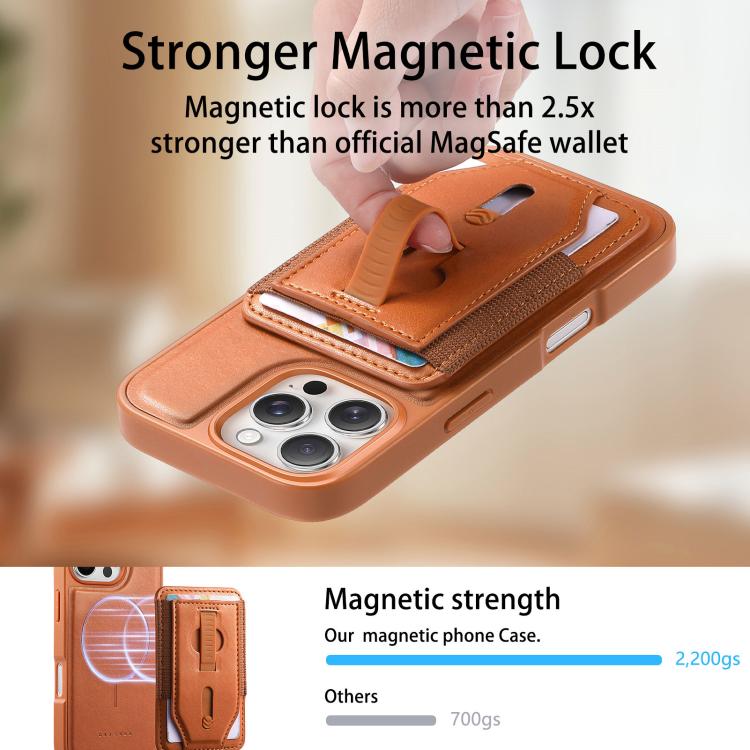 For iPhone 14 Pro CaseNeo Retro Wristband Elastic Card Bag Magnetic Back Phone Case