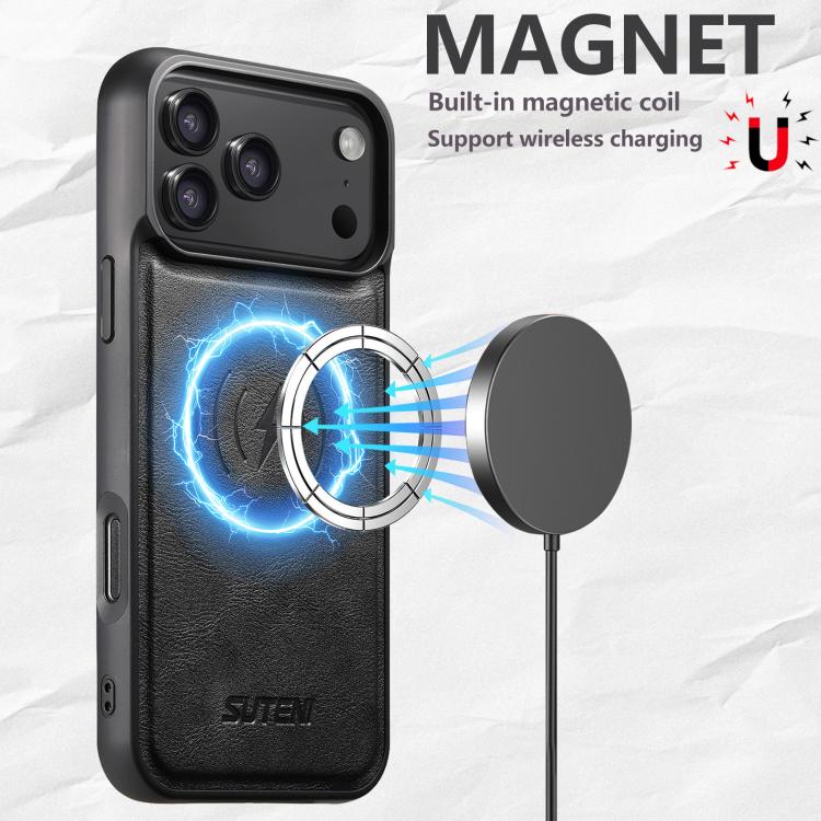 For iPhone 16 Suteni G5S5 2-in-1 Magnetic Detachable Bottle Opener Card Bag Cow Leather Back Phone Case