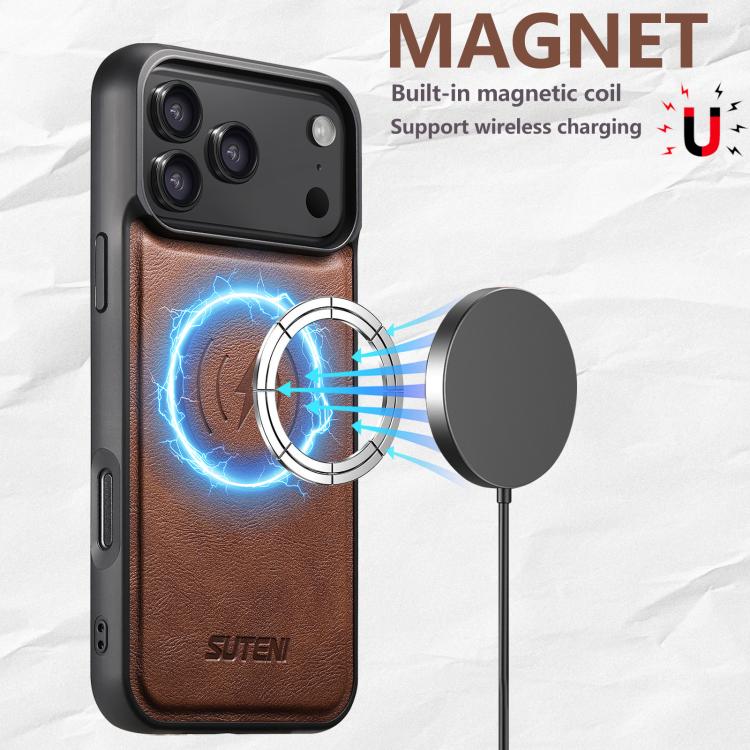 For iPhone 15 Pro Suteni G5S5 2-in-1 Magnetic Detachable Bottle Opener Card Bag Cow Leather Back Phone Case