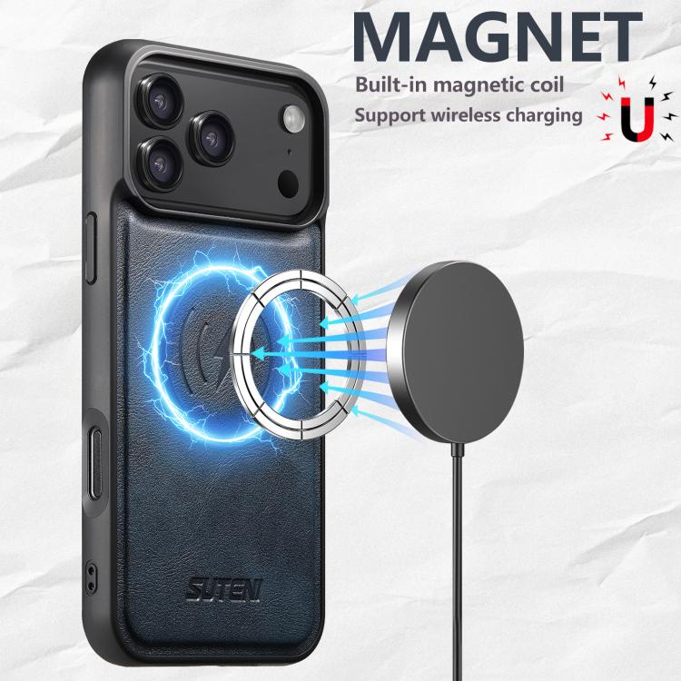 For iPhone 14 Suteni G5S5 2-in-1 Magnetic Detachable Bottle Opener Card Bag Cow Leather Back Phone Case
