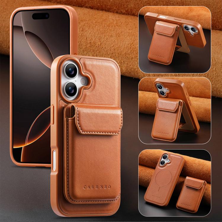 For iPhone 16 Plus CaseNeo Retro Multi-Card Bag Magnetic Back Phone Case