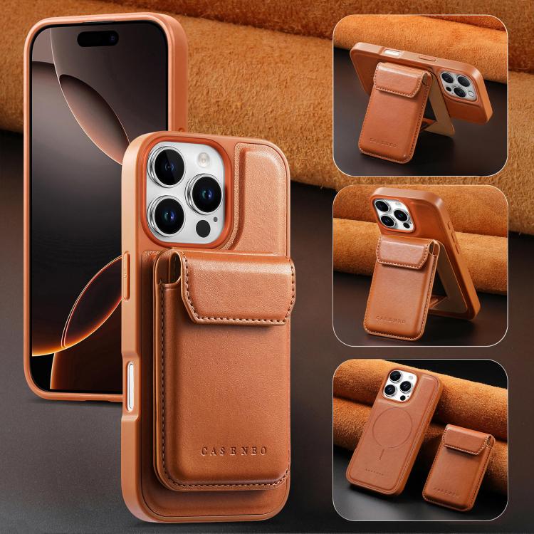 For iPhone 16 Pro CaseNeo Retro Multi-Card Bag Magnetic Back Phone Case