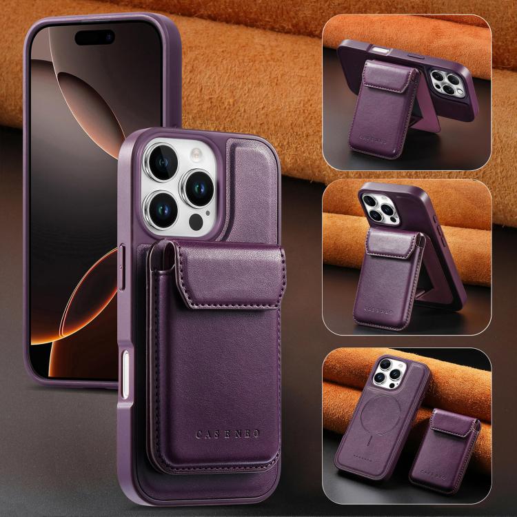 For iPhone 16 Pro CaseNeo Retro Multi-Card Bag Magnetic Back Phone Case