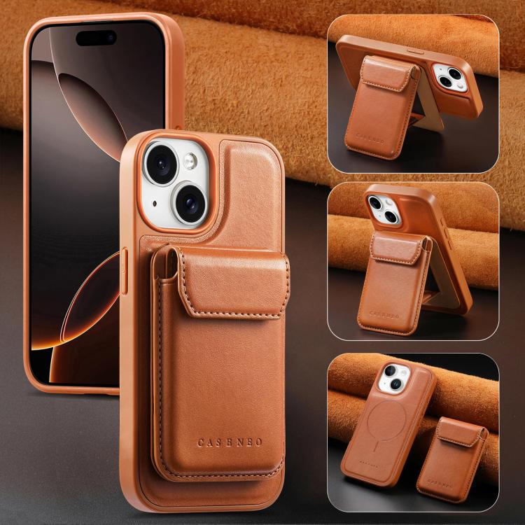 For iPhone 15 CaseNeo Retro Multi-Card Bag Magnetic Back Phone Case