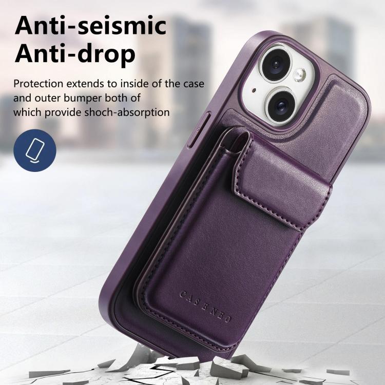 For iPhone 15 CaseNeo Retro Multi-Card Bag Magnetic Back Phone Case