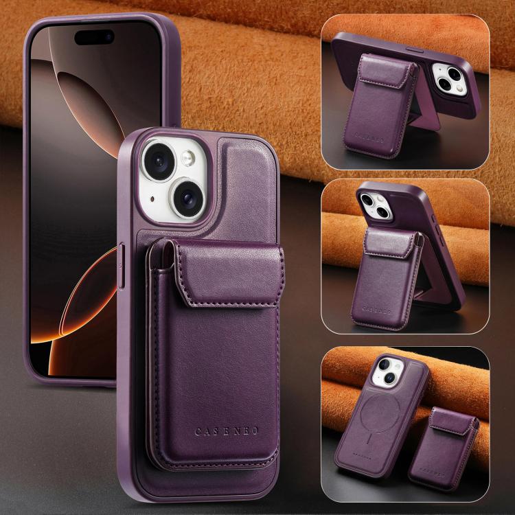For iPhone 15 CaseNeo Retro Multi-Card Bag Magnetic Back Phone Case