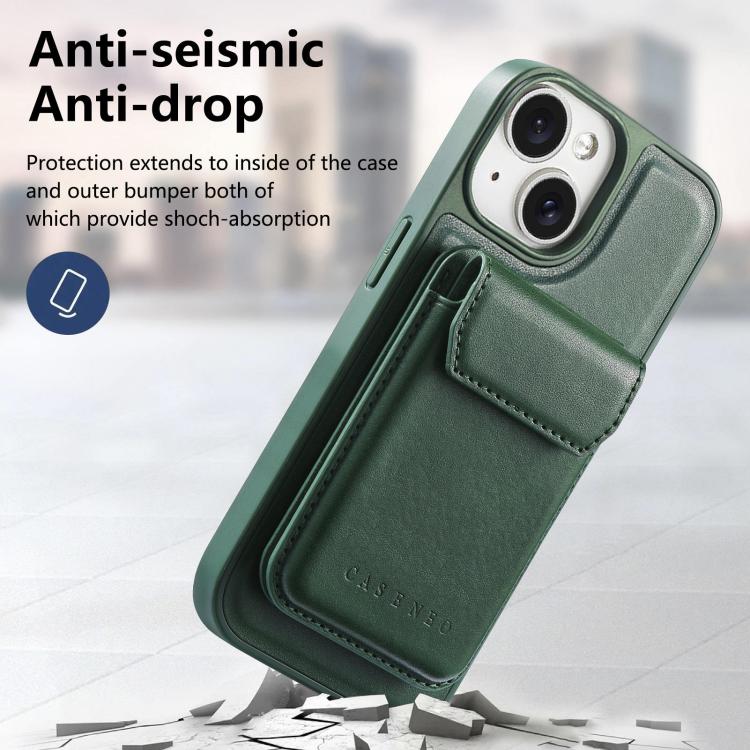 For iPhone 15 Plus CaseNeo Retro Multi-Card Bag Magnetic Back Phone Case