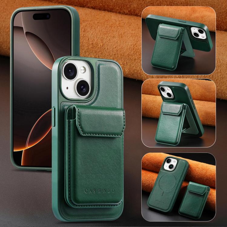 For iPhone 15 Plus CaseNeo Retro Multi-Card Bag Magnetic Back Phone Case