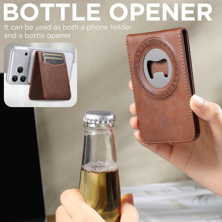 For iPhone 14 Pro Max Suteni Q06S5 3-in-1 Detachable Bottle Opener Card Bag Magnetic Top-Bottom Spliced Vegan Leather Phone Case