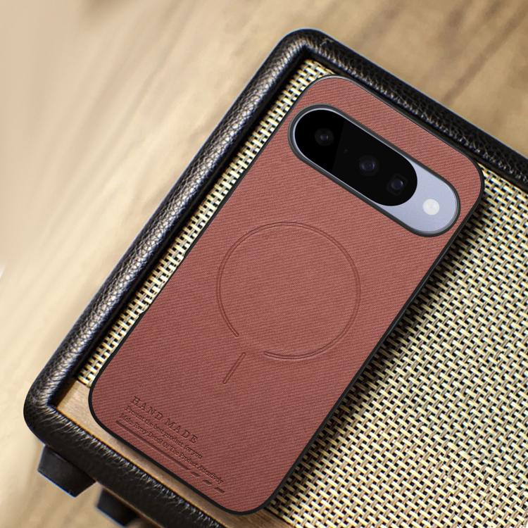 For Google Pixel 9a Fabric Magnetic PU Back Cover Phone Case