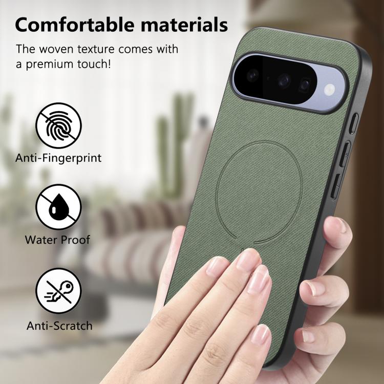 For Google Pixel 9a Fabric Magnetic PU Back Cover Phone Case