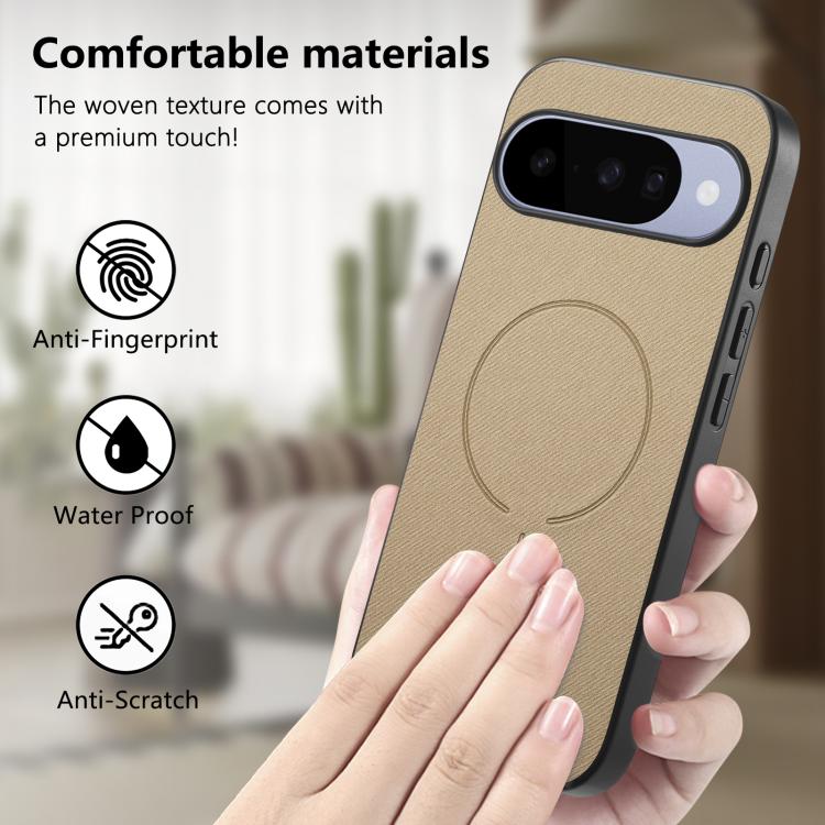 For Google Pixel 9a Fabric Magnetic PU Back Cover Phone Case