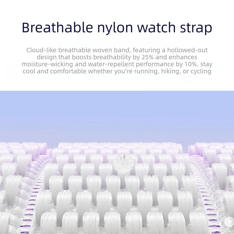22mm Double-Link Cloud-Feel Breathable Nylon Loop Metal Head Watch Band