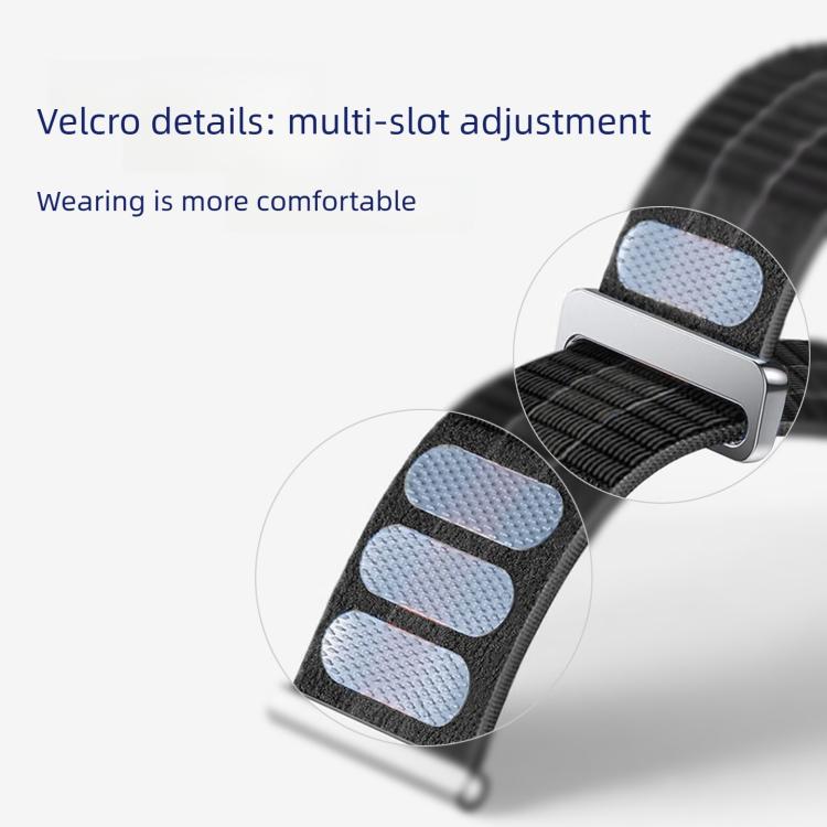 22mm Double-Link Cloud-Feel Breathable Nylon Loop Metal Head Watch Band
