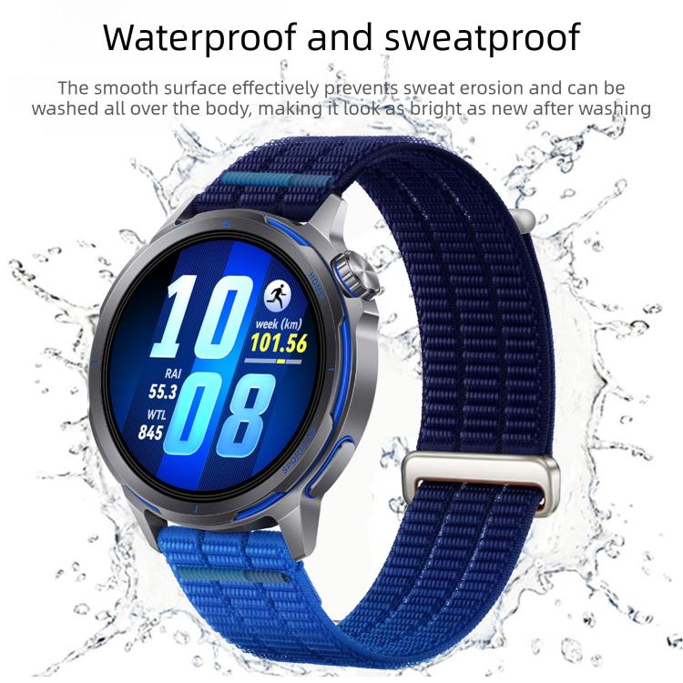 22mm Double-Link Cloud-Feel Breathable Nylon Loop Metal Head Watch Band