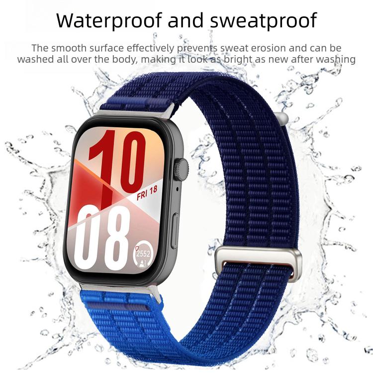 For Huawei Watch Fit 5 / Fit 5 Pro / Fit 4 Double-Link Cloud-Feel Breathable Nylon Loop Metal Head Watch Band