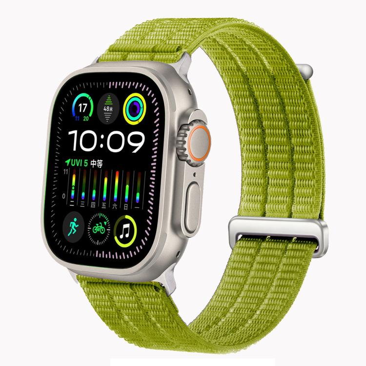 For Apple Watch 46mm / 49mm / 45mm / 44mm Double-Link Cloud-Feel Breathable Nylon Loop Metal Head Watch Band