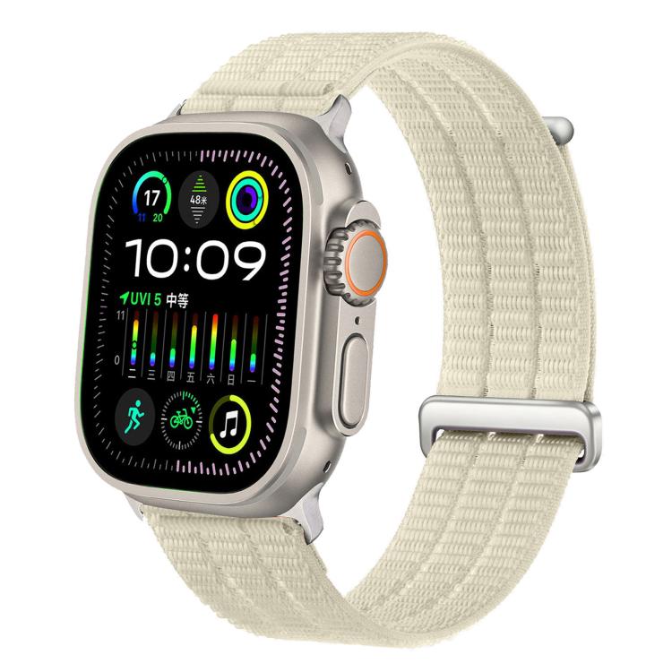 For Apple Watch 42mm / 41mm / 40mm / 38mm Double-Link Cloud-Feel Breathable Nylon Loop Metal Head Watch Band