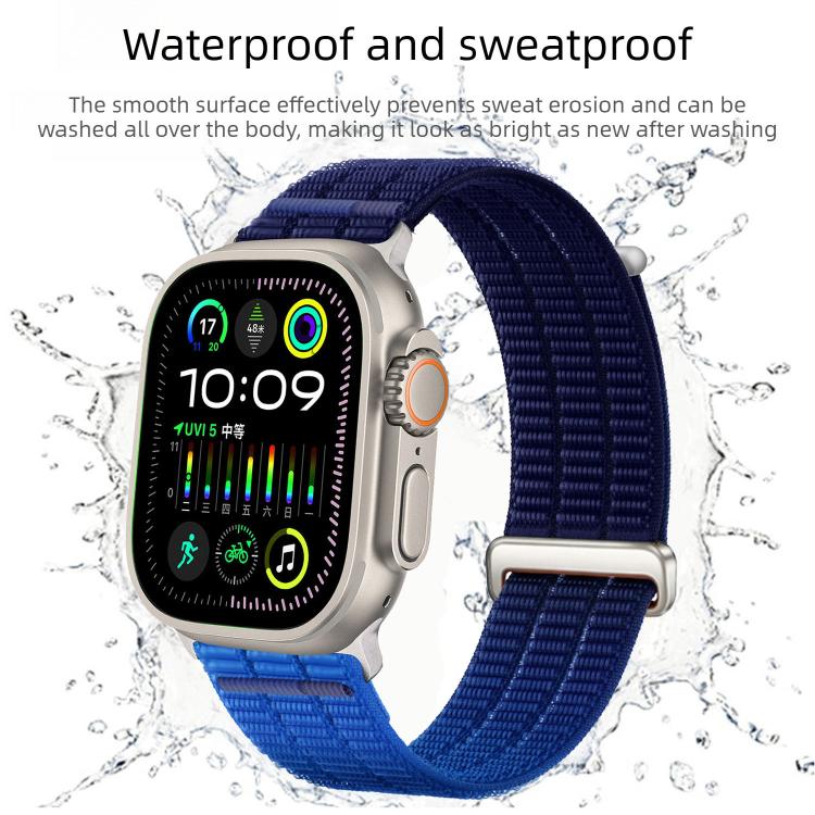 For Apple Watch 42mm / 41mm / 40mm / 38mm Double-Link Cloud-Feel Breathable Nylon Loop Metal Head Watch Band