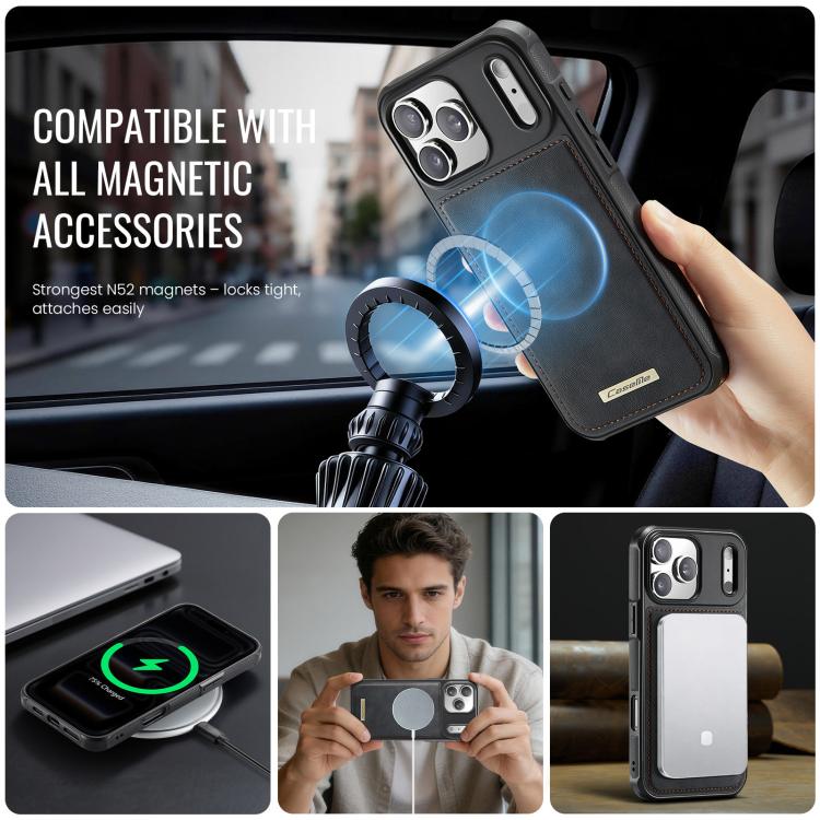 For iPhone 17 Pro Max CaseMe C69 Series Magnetic Vegan Leather Back Phone Case