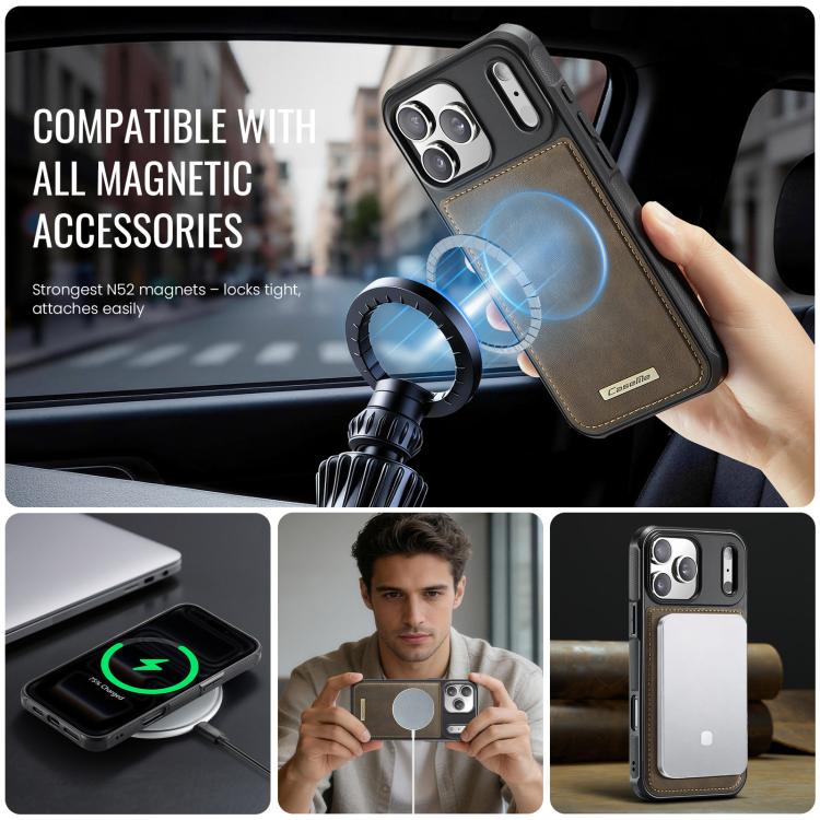 For iPhone 17 Pro Max CaseMe C69 Series Magnetic Vegan Leather Back Phone Case