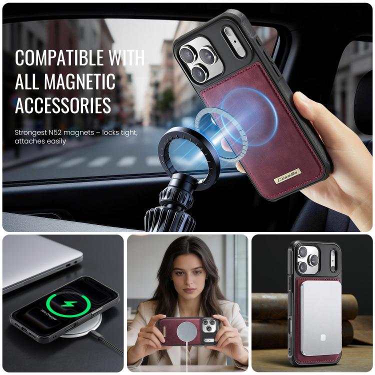 For iPhone 17 Pro Max CaseMe C69 Series Magnetic Vegan Leather Back Phone Case