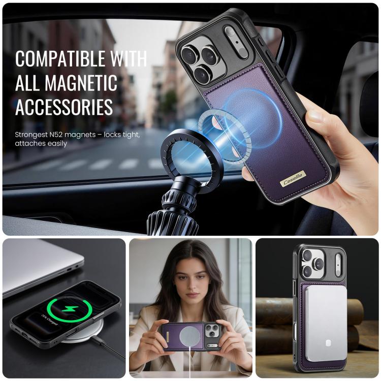 For iPhone 17 Pro Max CaseMe C69 Series Magnetic Vegan Leather Back Phone Case