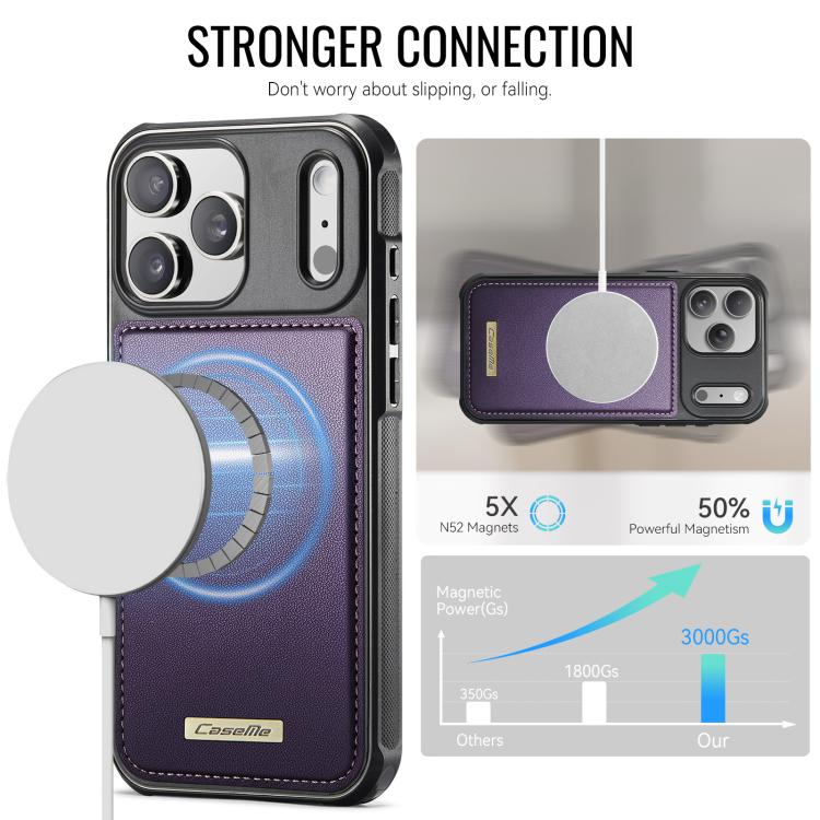 For iPhone 17 Pro CaseMe C69 Series Magnetic Vegan Leather Back Phone Case