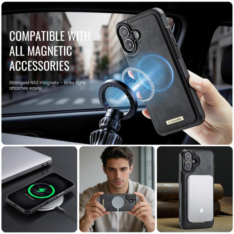 For iPhone 17 CaseMe C69 Series Magnetic Vegan Leather Back Phone Case