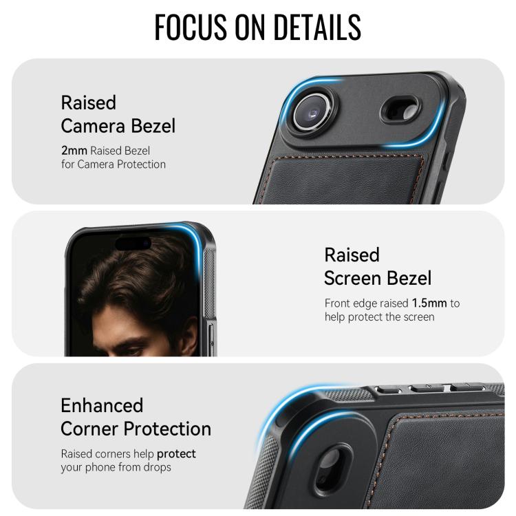 For iPhone Air CaseMe C69 Series Magnetic Vegan Leather Back Phone Case