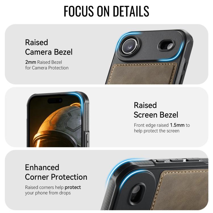 For iPhone Air CaseMe C69 Series Magnetic Vegan Leather Back Phone Case