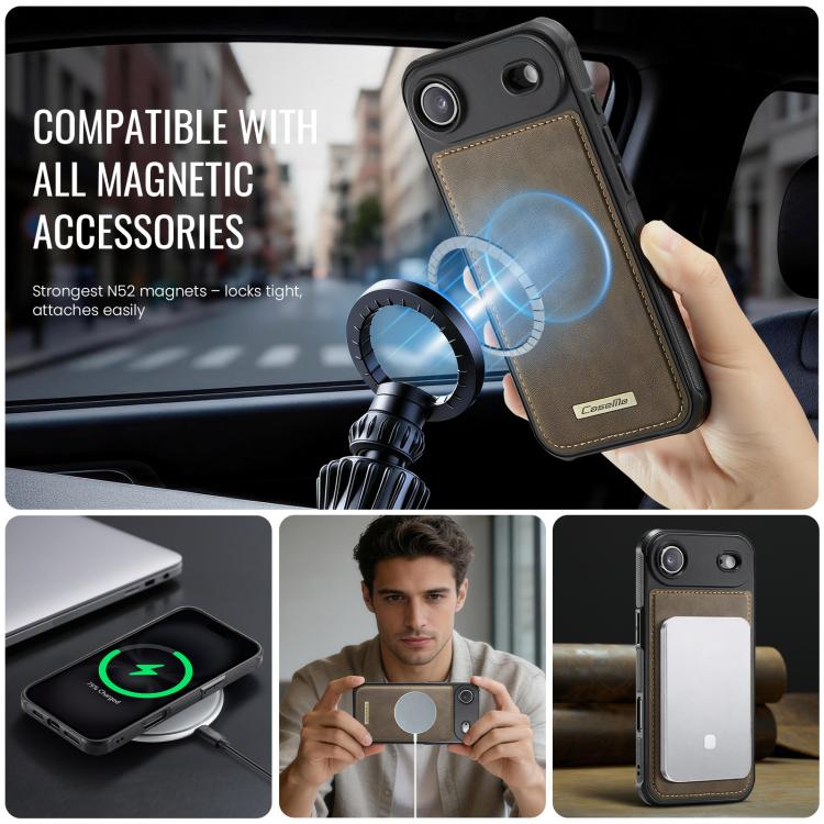 For iPhone Air CaseMe C69 Series Magnetic Vegan Leather Back Phone Case