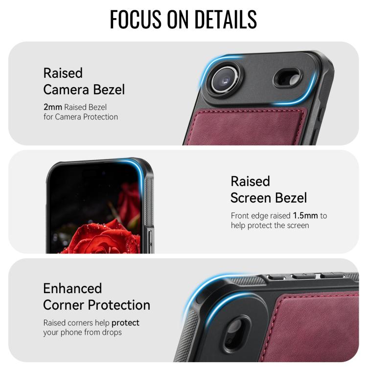 For iPhone Air CaseMe C69 Series Magnetic Vegan Leather Back Phone Case