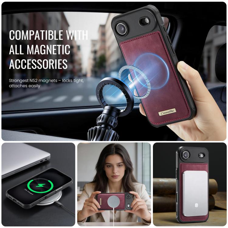 For iPhone Air CaseMe C69 Series Magnetic Vegan Leather Back Phone Case