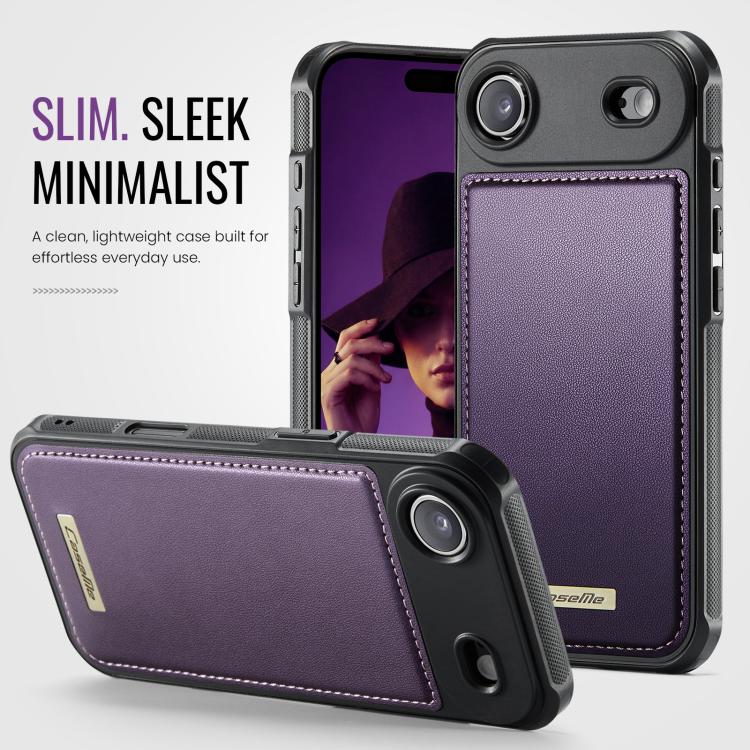 For iPhone Air CaseMe C69 Series Magnetic Vegan Leather Back Phone Case