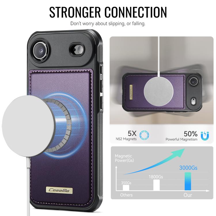 For iPhone Air CaseMe C69 Series Magnetic Vegan Leather Back Phone Case