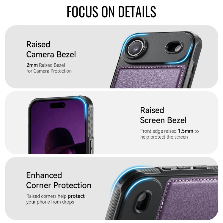 For iPhone Air CaseMe C69 Series Magnetic Vegan Leather Back Phone Case