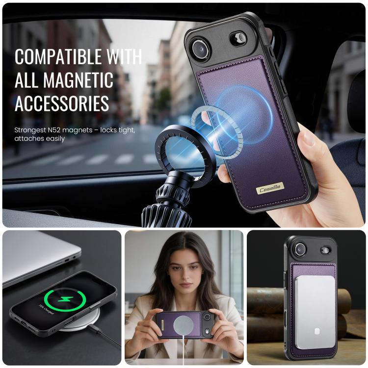 For iPhone Air CaseMe C69 Series Magnetic Vegan Leather Back Phone Case