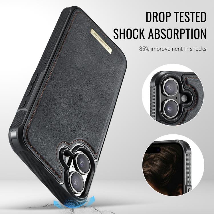 For iPhone 16 CaseMe C69 Series Magnetic Vegan Leather Back Phone Case